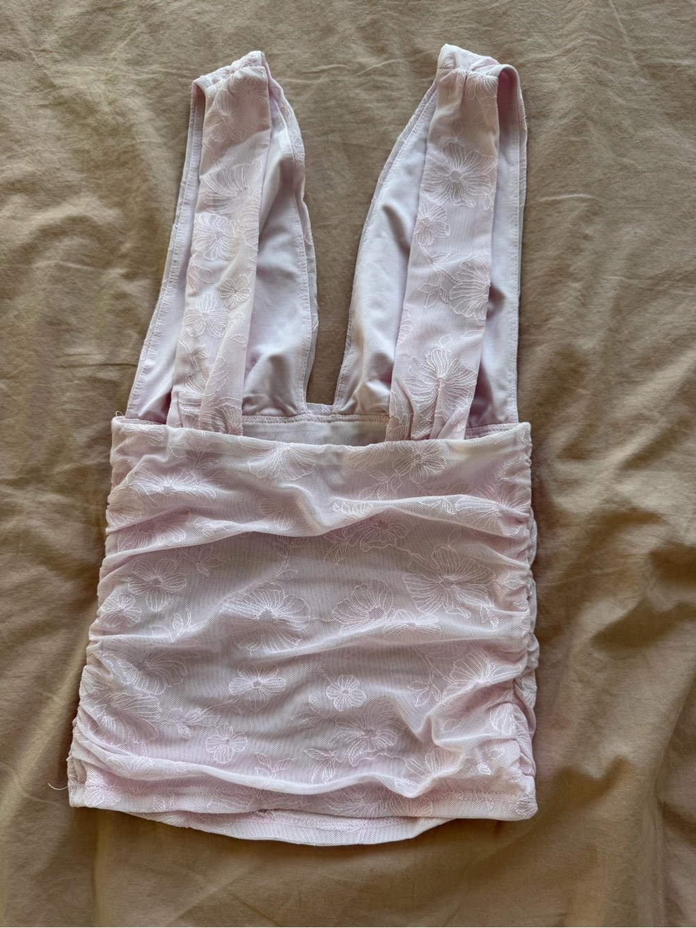 Garage Light Pink Lace V-Neck Tank Top - Picture 4 of 4